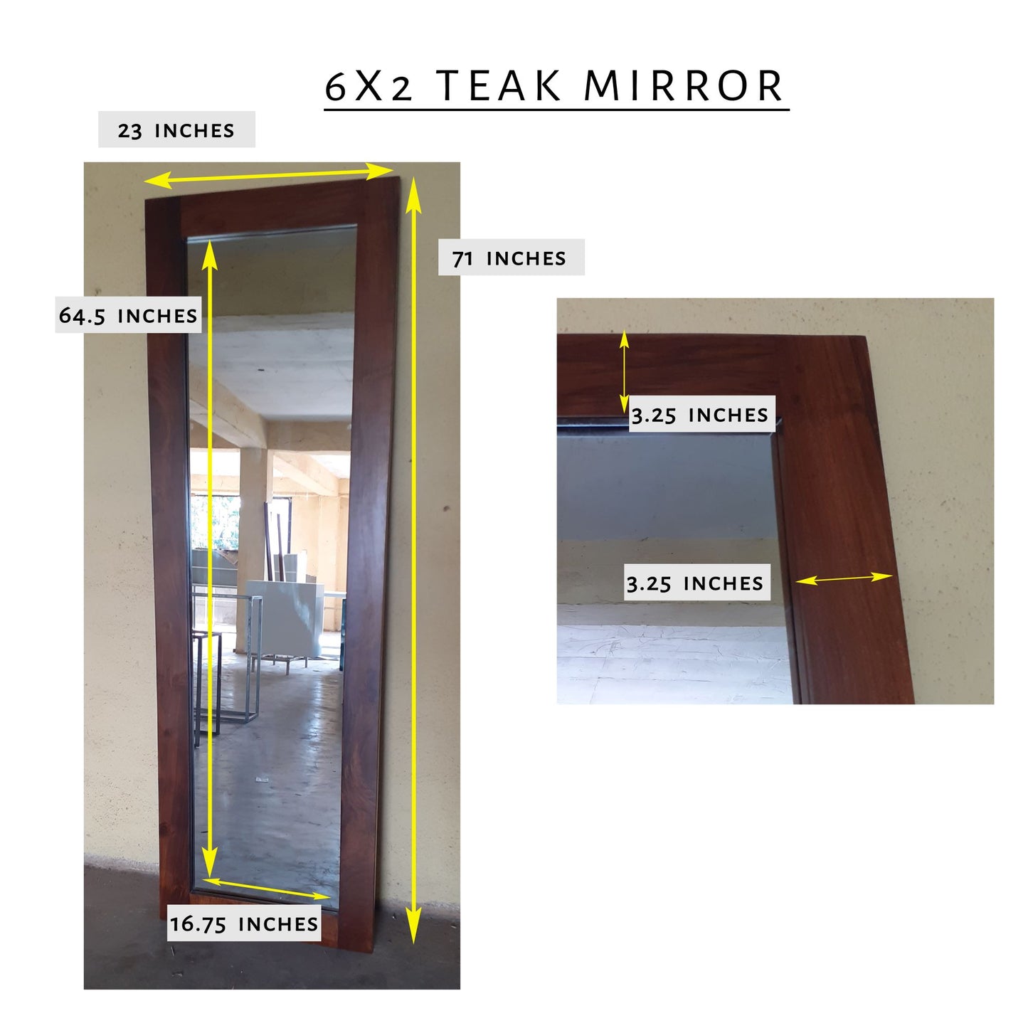 6 x 2 Wooden Mirror